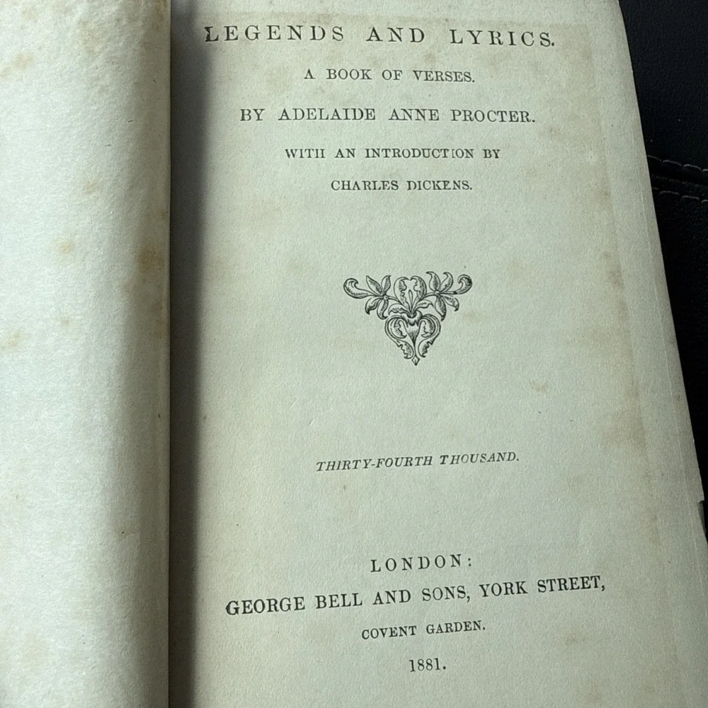 1881 Legends and Lyrics Procter Bell & Sons HC Dickens Intro‎ Chiswick